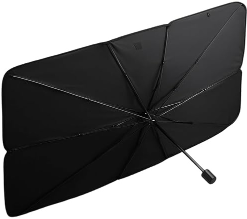 Parasol Plegable Tipo Paraguas para Coche – Protector Solar UV para Parabrisas Delantero y Trasero, Bloquea Calor Extremo, Compatible con Sedanes, SUV y Camionetas – Accesorio de Verano para Auto (XL)