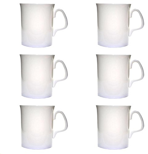Bone China Set of 6 White Marlborough *Approx.11oz Beakers/Mugs Gift Boxed