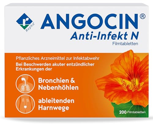 Angocin® Anti-Infekt N - pflanzliches Arzneimittel zur Infektabwehr | Filmtabletten bei Erkältungskrankheiten und bei Blasenentzündungen, für Erwachsene und Kinder ab 6 Jahren, 200 Stück