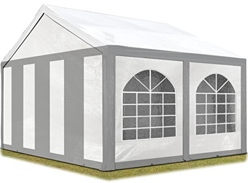TOOLPORT Tente de réception 3x4 m Toile de Haute qualité PE 450 N Gris-Blanc Construction en Acier galvanisé avec raccordement par vissage