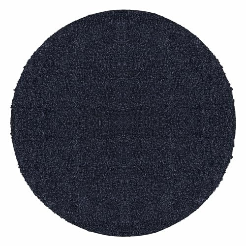 Carpetsale24 Shaggy Hochflor Teppich 120 cm Rund Marineblau weich flauschig modern einfarbig Ideal unter Beistelltisch oder im Flur für Wohnzimmer Schlafzimmer Flur