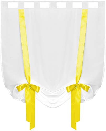 Arsvita Raffgardine mit Schlaufen 80x160 cm - Gelb, Gardine Vorhang Schlaufenschl vers. Größen/Farben