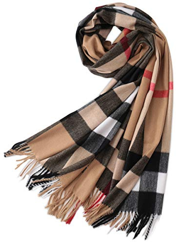 LumiSyne Invernale Sciarpa Scozzese In Cashmere Con Nappa Per Donna Uomo Scialle a Quadri Classico Tartan Stole Grand Pashmina Morbido e Ispessito