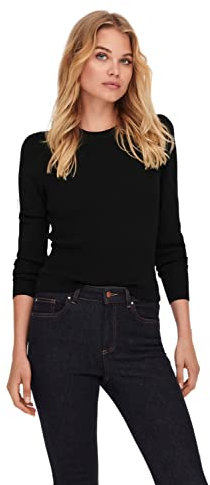 ONLY ONLSALLY L/S Puff Pullover KNT Noos Suéter pulóver, Negro, L De Las Mujeres