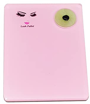 Acrylic Eyelash Extension Eye Lash Pallet Tool, Grafting False Eyelash Jade Console Round Jade Stone Organizer Eyelash Extension Grafting Pad Lash Tray Gasket (Pink)