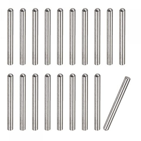 sourcing map 4x30mm Goujons, 20pcs 304 Inox Acier Rond Tête Plat Chanfreiné Terminal Goupille Bois Couchette Lit Étagère Chevilles Support Étagères Jeûne Éléments