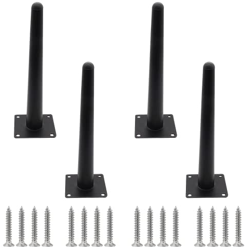 Cjueiom 8 Inch / 20cm Black Furniture Legs Set of 4 | Straight, Mid-Century Couch Legs, Heavy Duty Coffee Table Legs, Tapered Chair Feet Metal