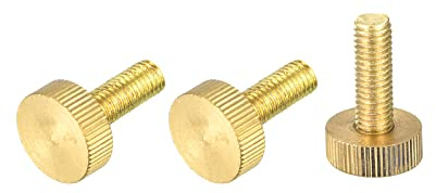 uxcell Knurled Thumb Screws, M8x25mm Flat Brass Bolts Grip Knobs Fasteners for PC, Electronic, Mechanical 3Pcs