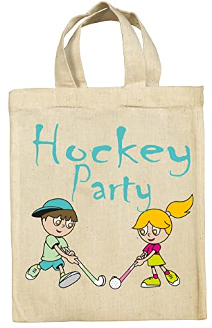 clothinx nachhaltige Hockey Mitgebsel Taschen Beutel im Set mit Geburtstag Motto Hockey 5er Pack