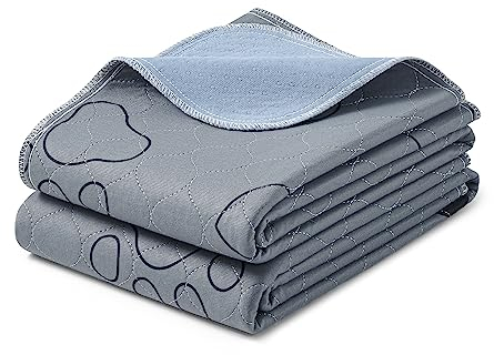 Feandrea Welpen-Unterlagen waschbar, Wiederverwendbare Matten für Hunde, 122 x 91 cm, 2er Set, XL, Hundetoilette, auslaufsicher, rutschfest, super saugfähig, grau PTD036G01