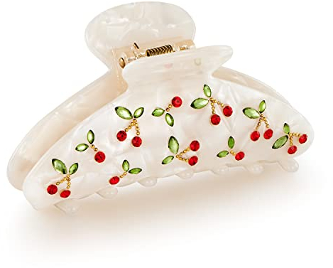LILIE&WHITE Haarspange für Damen – Elegante Haarklammer mit Kirschmuster, langlebig und leicht, ideal für dickes und dünnes Haar, modisches Design für Alltag und besondere Anlässe