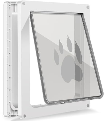 CEESC Porta per cani fino a 20,4 kg, resistente alle intemperie, per cani e gatti, durevole, pannello di chiusura a scatto incluso, adatta per porte interne ed esterne (bianco medio)