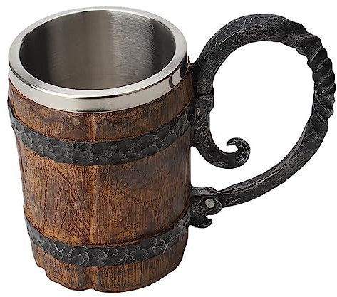 Verre à boire, 550 ml, tasse à bière à double baril, carafe à double paroi avec poignée, tasse à cocktail médiévale pour bière et café