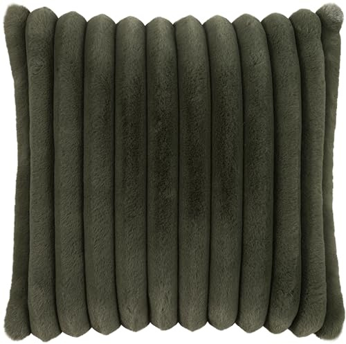 MAGMA Raya Kissenhülle/Kissenbezug aus Fellimitat - 100% Polyester, bis 30 Grad waschbar, 45x45cm, Salbei