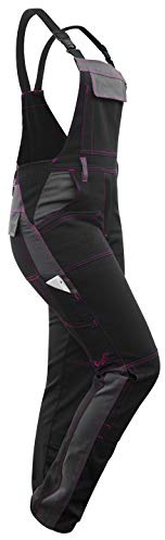 strongAnt Salopette da donna in tessuto elasticizzato, pantaloni da lavoro per donne con tasche imbottite sulle ginocchia, cotone, pantaloni cargo nero, grigio, rosa, 40