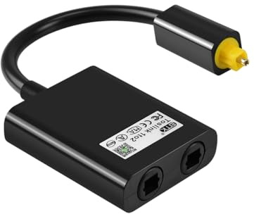 WANGCL Optischer Kabel-Splitter, 1 auf 2, Glasfaseroptik, Kompatibel mit HDTV, Blu-ray-DVD-Player, Dolby Digital, PCM, DTS, XBOX360, PS3, Heimkino, Soundbar