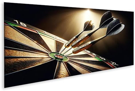 islandburner Bild auf Leinwand Dart Meisterwurf Dreifach Bullseye im Rampenlicht Bilder Wandbilder Poster