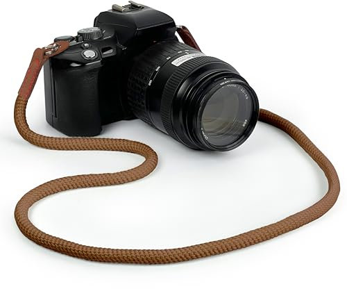 MyGadget Correa para Cámara - Colgador Cuello Universal [105 cm] - Strap Algodón & Cuero sintético para Reflex | DSLR | Mirrorless | Compacta - Café