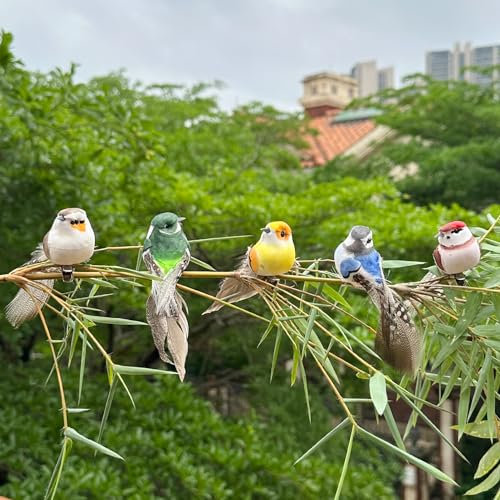 LWINGFLYER Uccelli artificiali decorativi colorati con clip per albero di Natale, giardino, casa, feste, decorazioni (artiglio)