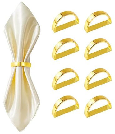 TPZORJX 8 Pezzi portatovaglioli - Fibbie per tovaglioli in metallo, set di anelli per tovaglioli per feste di matrimonio,compleanno, Ringraziamento, decorazione per il tavolo da pranzo (Oro)