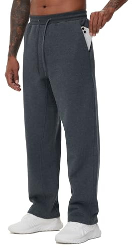 THE GYM PEOPLE Men's Baggy Fleece Joggers with Pockets Drawstring Tracksuit Bottoms Sport Casual Sweatpants,Dark Heather Grey,XXL