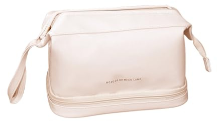 ZASCHMOY Make-up Tasche für Damen, Große Kapazität, Doppellagige Kosmetiktasche, Make up Organizer Tasche (Beige)