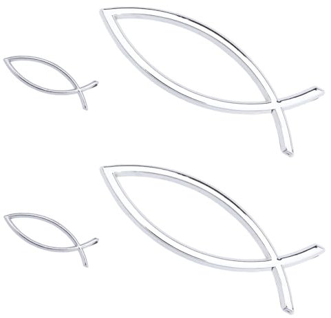 SUPERFINDINGS 4 Pz 2 Stili Adesivo Decalcomania Pesce Cristiano Adesivo Pesce Cristiano in Plastica Adesivo Emblema Pesce Vuoto Emblema Fede Adesivo per Auto Moto Camion Pareti Finestre