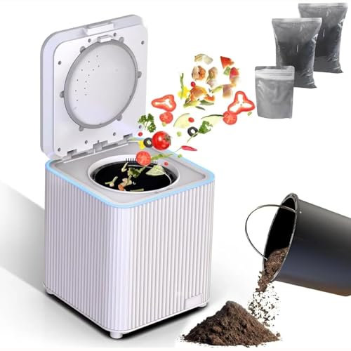 QYOEGSQ Compostiera elettrica da Cucina, compostiera for rifiuti da Cucina da 3,5 Litri con Due modalità di Lavoro, Ciclo dei rifiuti Alimentari nel Contenitore for Compost Intelligente