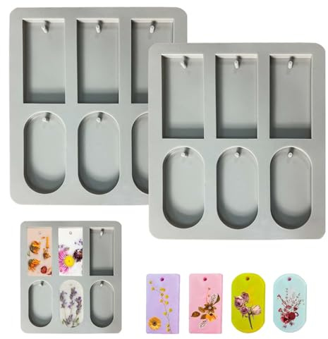 Moule en Silicone pour Résine Epoxy - Set de 2 Pièces - Design Rectangulaire & Ovale, Facile à Utiliser, Durable et Réutilisable, pour DIY et Création Artisanale, Taille 8 x 4 cm