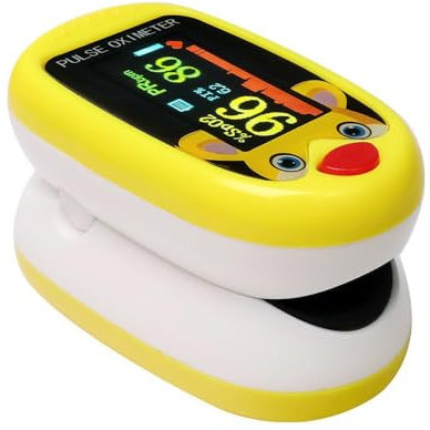 Lvozize Oxymètre de Doigt Professionnel, Saturometre Oxymetre de Pouls Moniteur de Fréquence Cardiaque Écran LED Surveillance du Pouls Oxygene Appareil pour Mesure pour Enfant (Jaune)