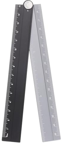 QUARKZMAN Regla Recta Plegable 30cm Métrica Aleación De Aluminio Transportador Plegable Regla Angular Herramienta De Medición Geométrica Con Línea Angular, Tono Negro Plateado