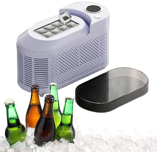 Máquina de Hielo Portátil para Encimera - 8 Cubos en 10 Min, Doble Alimentación (AC/DC) - Mini Máquina de Hielo para Hogar, Oficina, Camping, Autocaravana, Coche & Viajes,Purple