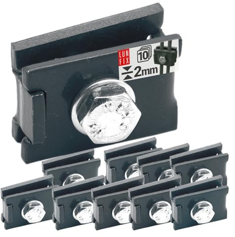 LUN FIX Fixation Rigide, 10 Pièces, Connecteur Anthracite 3 mm, Clôture | Grillage Rigide Panneau, Cavalier De Fixation, Serrage pour Fil, Clips Avec Vis, Matériel De Montage, Pour Cloture