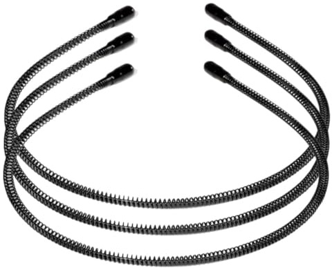 3 Pièces Bandeaux Antidérapants Unisexes Spirale de Accessoires de Sport Invisibles Style Ondulé pour Hommes et Femmes Noir
