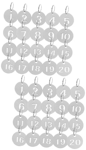 BESPORTBLE 40 piezas Etiquetas Colgantes Numeradas Acero Inoxidable Duraderas para Organización y Clasificación de Llaves Accesorio para Hogar Oficina y Alquileres