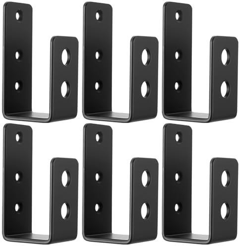 6 st 2 x 4 dörrbarrikadhakar, metall U-formiga hakar, säkerhetslåsklämmor som passar 2 x 4 trä, för drop open bars i hem, bås, bostad, garag, grindreinforcement, säkerhetsstänger (u-flat)