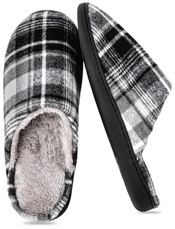 riemot Zapatillas Casa Hombre con Forro de Felpa Pantuflas Invierno de Hombre Cómodo Suave Antideslizante Gris Claro EU 44