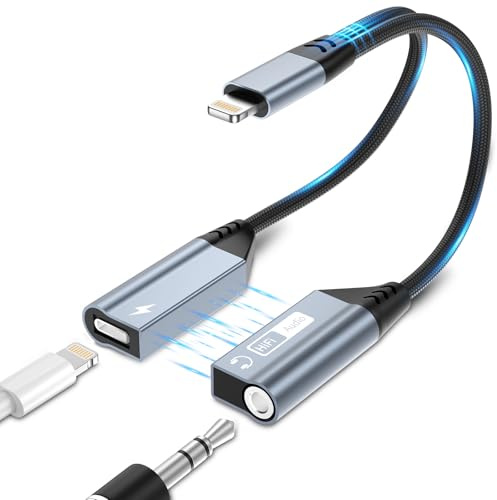 Magnetic Lightning to 3.5mm Headphone Jack Adapter, [MFi Certified] 2 in 1 iPhone Headphone Adapter Aux Audio and Charger Adapter, iPad Headphone Adapter Charging Cable Splitter for iPhone 14 13