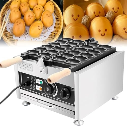 Kommersiell Bubble-Våffelmaker - Elektrisk Egg Waffle-maskin, 12 Hål, Rostfritt Stål, Dubbelsidig Uppvärmning & Timer för Bageri, Restaurang, Café & Hem (110V)