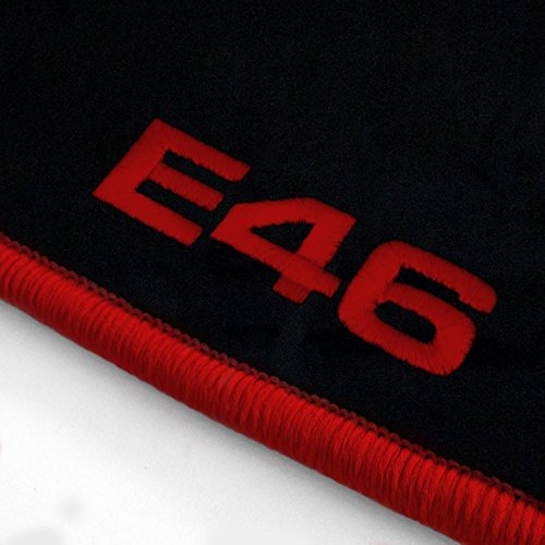 Autoteppich Stylers ATS-Q300_E46-103-012 Passform Velours-Fußmatten mit Bestickung E46 und Rand in Rot