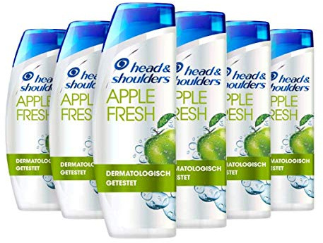 Head & Shoulders Apple Fresh Anti Schuppen Shampoo, 6er Pack (6 x 300 ml), Bei Fettigem Haar, Juckreiz Und Trockene Kopfhaut, 72 Stunden Schutz Vor Schuppen, Mit Langanhaltendem Apfelduft