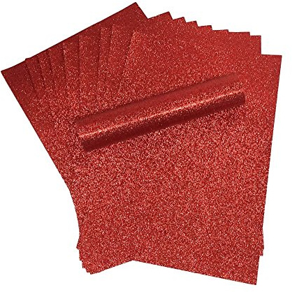 Syntego Glitzerpapier Glitzernd, Weiche Berührung, Nicht fusselnd Dick 150 g/m²/40 lb Papier, 10 Blatt (Rot, A4)