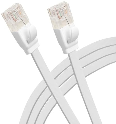 Maplin Ethernet Cable 2M White, Flat CAT6 Gigabit UTP LAN Network Cable RJ45 High-Speed 10Gbps Compatible with Laptop, PC, CCTV, PS4/5, Xbox, Switch, Modem, Router, Smart TV, Sky Box, WiFi Extender