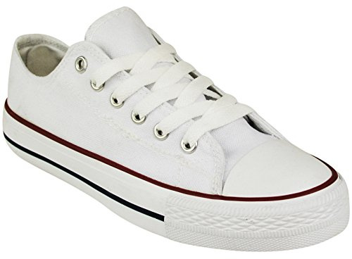 SHOPONLINE 192 Women's Canvas Lace-Up Plimsoll Flat Gym Sports Trainers Lightweight Shoes