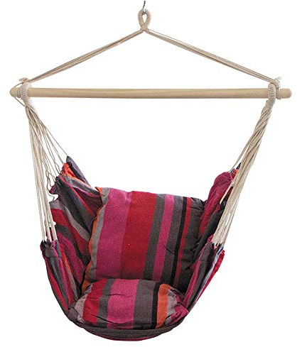 WangLx Swing chair Hängesessel Mit Querstrebe, Bis 150 Kg Belastbar – Hängesitz Für 2 Personen, Für Garten, Terrasse Und Haus, Stuhl Zum Aufhängen, Regenbogen, red