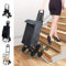 VOUNOT® Chariot de Course Chariot marché 6 Roues - 3 Roues de Chaque côté 2 en 1 Poussette marché Pliable et Diable Caddie Panier Montant escalier Noir