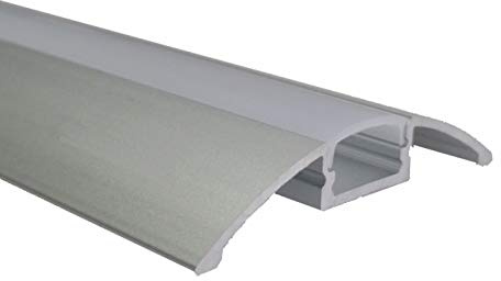 2m Alu-Leiste AUFBAU-Flach Aluminium Profil abgerundet mit opaler Abdeckung.Inkl. Zubehör. Größe B:52,3mm (Innen: 11mm) H: 8mm (2m)