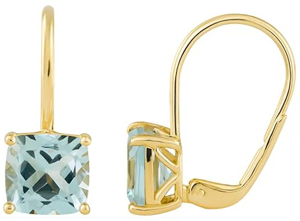 Kissenschliff Blautopas 925 Sterling Silber Ohrringe (Silber vergoldet) | Natürlicher Edelstein - Geburtstagsgeschenk - Handgefertigte Geschenkideen für Frauen