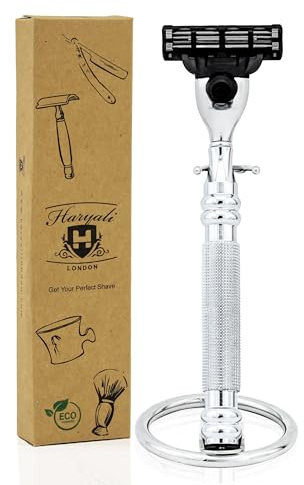 Dreikant-kompatibler Rasiermesser & Rasierständer aus Edelstahl - Premium-Auswahl für den Rasierer - Perfekt für die Nassrasur - Ideal als Geschenk geeignet