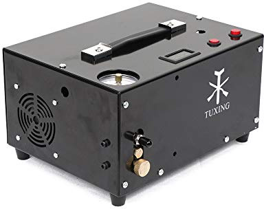 TUXING 4500Psi compressore d'aria Pcp, senza olio/acqua, sistema di scarico integrato, alimentato da 12 V CC o 220 V CA con adattatore, pompa per fucili ad aria compressa PCP/fucili ad aria compressa